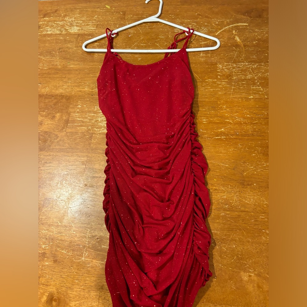 Lucy in the Sky Bodycon Glitter Red Dress Size Small